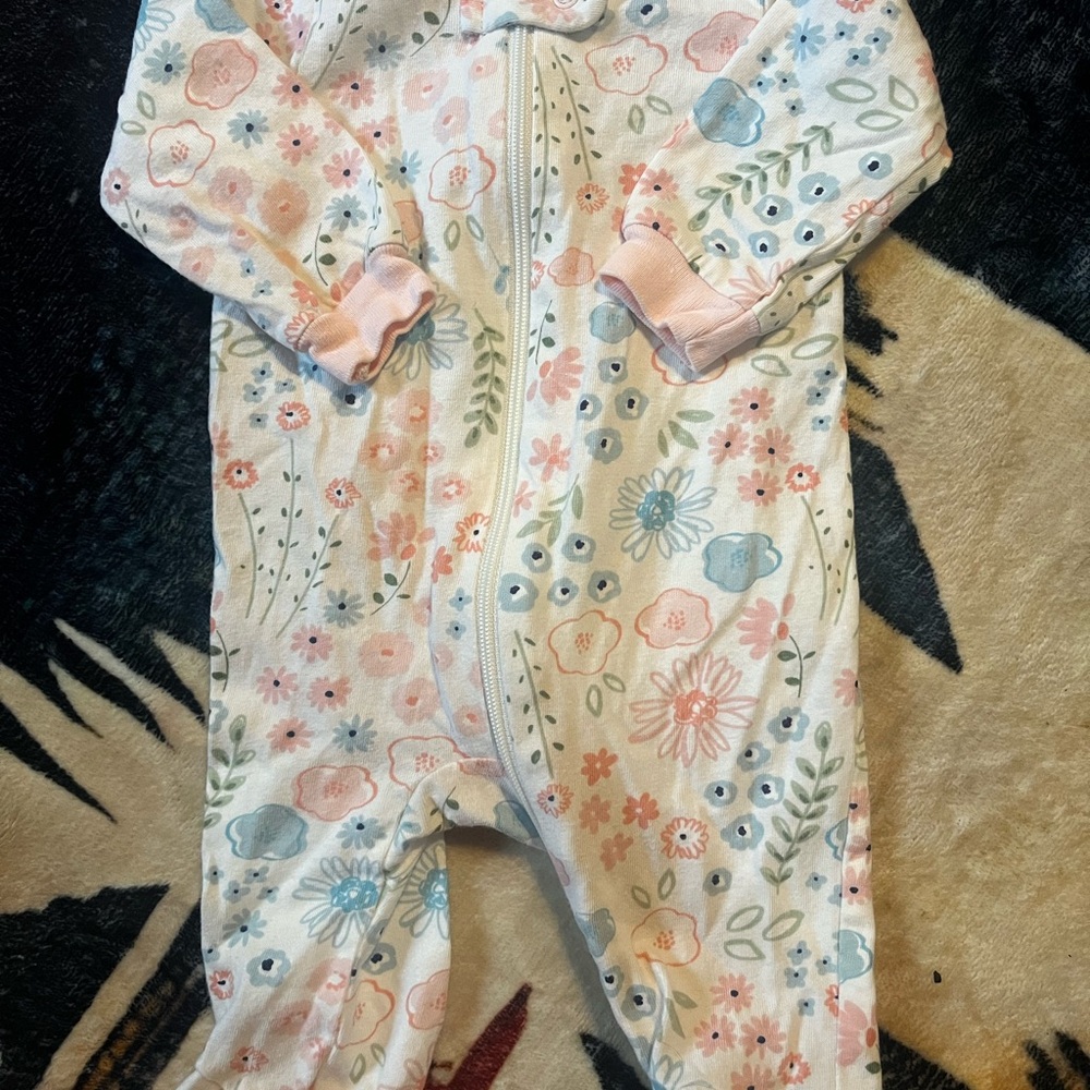 Gerber Pink and Blue Floral Kids One Piece
